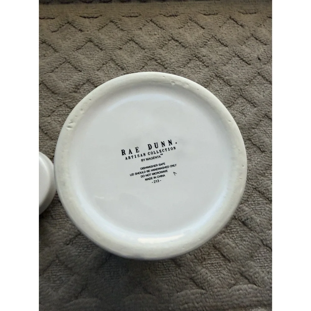 Rae Dunn WOOF Farmhouse Ceramic Pet Dog Treat Canister W/Lid